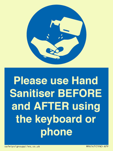 Please use Hand Sanitiser BEFORE and AFTER using the keyboard or phone